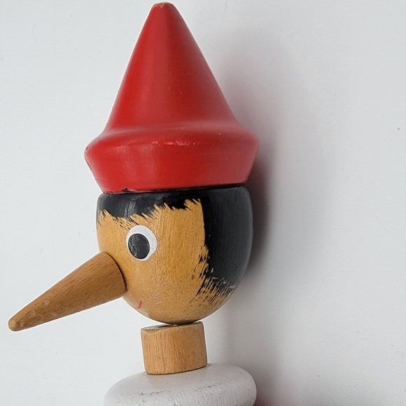 Vintage PINOCCHIO 13.5" Wooden String Joint Doll Toy Maestro Geppetto Antique - Picture 9 of 11